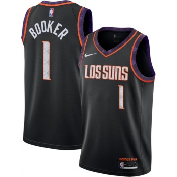 Men's Phoenix Suns #1 Devin Booker Black City Edition Stitched NBA Jersey