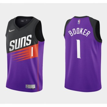 Men's Phoenix Suns #1 Devin Booker Purple/Black Earned Edition Stitched Jersey Men's Phoenix Suns #1 Devin Booker Purple/Black Earned Edition Stitched Jersey