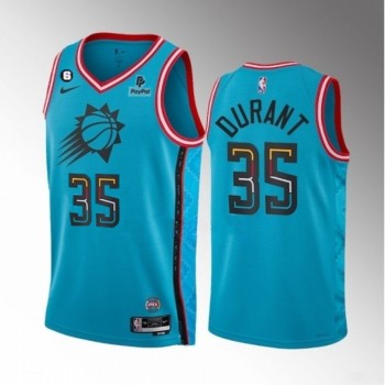 Men's Phoenix Suns #35 Kevin Durant Blue 2022/23 City Edition With NO.6 Patch Stitched Basketball Jersey Men's Phoenix Suns #35 Kevin Durant Blue 2022/23 City Edition With NO.6 Patch Stitched Basketball Jersey