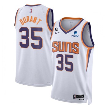 Men's Phoenix Suns #35 Kevin Durant White Association Edition With No.6 Patch Stitched Basketball Jersey Men's Phoenix Suns #35 Kevin Durant White Association Edition With No.6 Patch Stitched Basketball Jersey