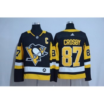 Men's Pittsburgh Penguins #87 Sidney Crosby Black Road Authentic Stitched NHL Jersey