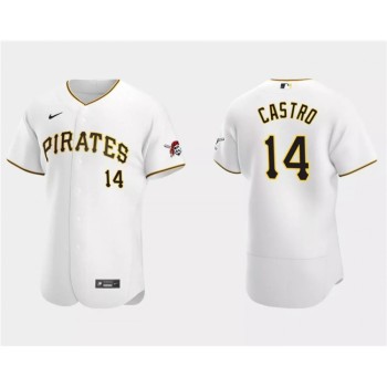 Men's Pittsburgh Pirates #14 Rodolfo Castro White Flex Base Stitched Baseball Jersey