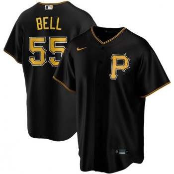 Men's Pittsburgh Pirates #55 Josh Bell Black Cool Base Stitched Jersey Men's Pittsburgh Pirates #55 Josh Bell Black Cool Base Stitched Jersey