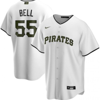 Men's Pittsburgh Pirates #55 Josh Bell White Cool Base Stitched Jersey Men's Pittsburgh Pirates #55 Josh Bell White Cool Base Stitched Jersey