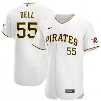 Men's Pittsburgh Pirates #55 Josh Bell White Flex Base Stitched Jersey Men's Pittsburgh Pirates #55 Josh Bell White Flex Base Stitched Jersey
