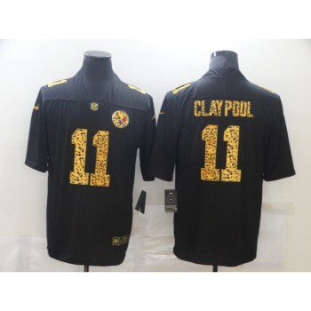 Men's Pittsburgh Steelers #11 Chase Claypool 2020 Black Leopard Print Fashion Limited Stitched Jersey Men's Pittsburgh Steelers #11 Chase Claypool 2020 Black Leopard Print Fashion Limited Stitched Jersey