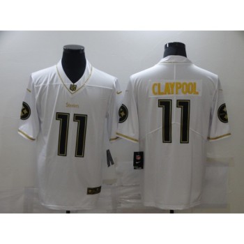 Men's Pittsburgh Steelers #11 Chase Claypool 2020 White Gold Limited Stitched Jersey Men's Pittsburgh Steelers #11 Chase Claypool 2020 White Gold Limited Stitched Jersey