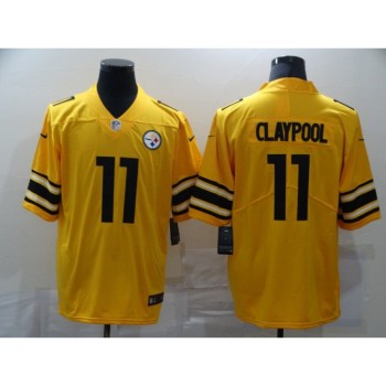 Men's Pittsburgh Steelers #11 Chase Claypool Gold Inverted Legend stitched Jersey
