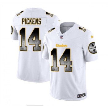 Men's Pittsburgh Steelers #14 George Pickens White 2023 F.U.S.E. Smoke Vapor Untouchable Limited Stitched Jersey Men's Pittsburgh Steelers #14 George Pickens White 2023 F.U.S.E. Smoke Vapor Untouchable Limited Stitched Jersey