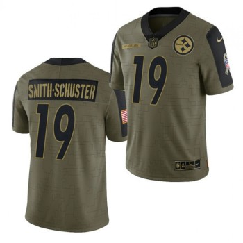 Men's Pittsburgh Steelers #19 JuJu Smith-Schuster 2021 Olive Salute To Service Limited Stitched Jersey Men's Pittsburgh Steelers #19 JuJu Smith-Schuster 2021 Olive Salute To Service Limited Stitched Jersey