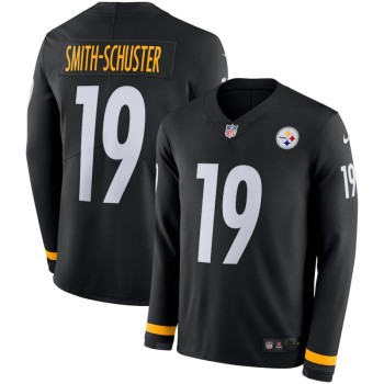 Men's Pittsburgh Steelers #19 JuJu Smith-Schuster Black Therma Long Sleeve Stitched NFL Jersey Men's Pittsburgh Steelers #19 JuJu Smith-Schuster Black Therma Long Sleeve Stitched NFL Jersey