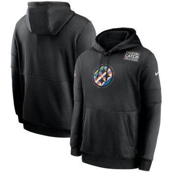 Men's Pittsburgh Steelers 2020 Black Crucial Catch Sideline Performance Pullover Hoodie Men's Pittsburgh Steelers 2020 Black Crucial Catch Sideline Performance Pullover Hoodie