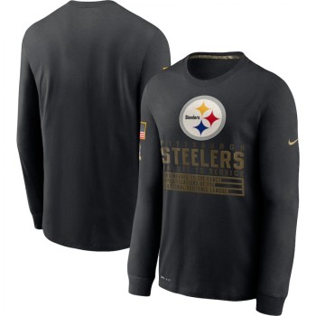 Men's Pittsburgh Steelers 2020 Black Salute to Service Sideline Performance Long Sleeve T-Shirt Men's Pittsburgh Steelers 2020 Black Salute to Service Sideline Performance Long Sleeve T-Shirt