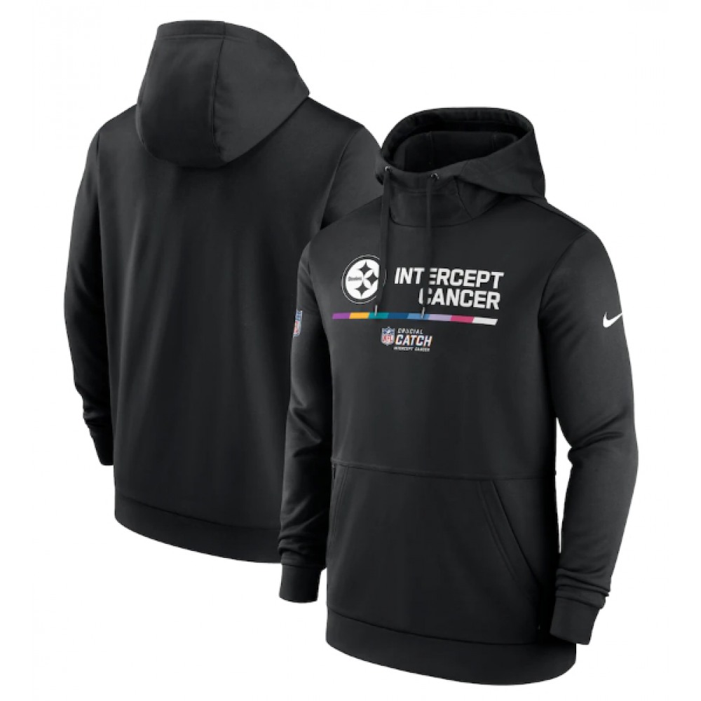 Men's Pittsburgh Steelers 2022 Black Crucial Catch Therma Performance Pullover Hoodie
