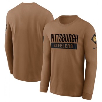 Men's Pittsburgh Steelers 2023 Brown Salute To Service Long Sleeve T-Shirt Men's Pittsburgh Steelers 2023 Brown Salute To Service Long Sleeve T-Shirt