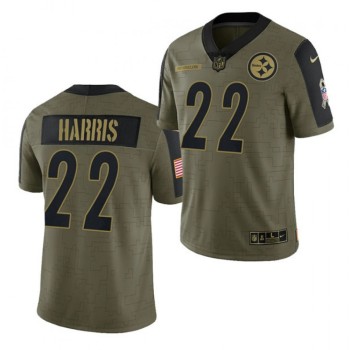Men's Pittsburgh Steelers #22 Najee Harris 2021 Olive Salute To Service Limited Stitched Jersey Men's Pittsburgh Steelers #22 Najee Harris 2021 Olive Salute To Service Limited Stitched Jersey