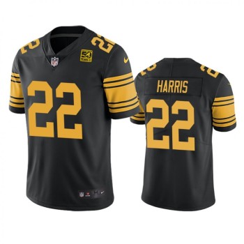 Men's Pittsburgh Steelers #22 Najee Harris Black 2023 50th Anniversary Color Rush Limited Jersey Men's Pittsburgh Steelers #22 Najee Harris Black 2023 50th Anniversary Color Rush Limited Jersey
