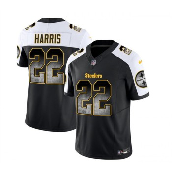 Men's Pittsburgh Steelers #22 Najee Harris Black/White 2023 F.U.S.E. Smoke Vapor Untouchable Limited Stitched Jersey Men's Pittsburgh Steelers #22 Najee Harris Black/White 2023 F.U.S.E. Smoke Vapor Untouchable Limited Stitched Jersey