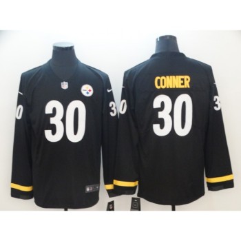 Men's Pittsburgh Steelers #30 James Conner Black Therma Long Sleeve Stitched NFL Jersey Men's Pittsburgh Steelers #30 James Conner Black Therma Long Sleeve Stitched NFL Jersey