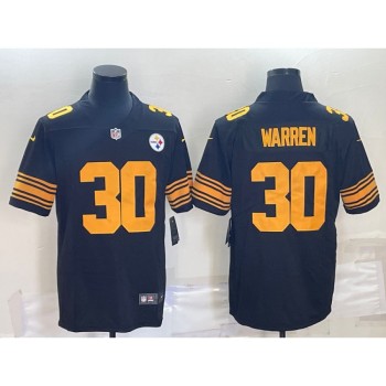 Men's Pittsburgh Steelers #30 Jaylen Warren Black Color Rush Stitched Jersey Men's Pittsburgh Steelers #30 Jaylen Warren Black Color Rush Stitched Jersey