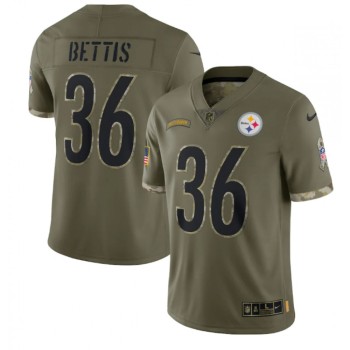 Men's Pittsburgh Steelers #36 Jerome Bettis Olive 2022 Salute To Service Limited Stitched Jersey Men's Pittsburgh Steelers #36 Jerome Bettis Olive 2022 Salute To Service Limited Stitched Jersey