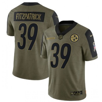 Men's Pittsburgh Steelers #39 Minkah Fitzpatrick 2021 Olive Salute To Service Limited Stitched Jersey Men's Pittsburgh Steelers #39 Minkah Fitzpatrick 2021 Olive Salute To Service Limited Stitched Jersey