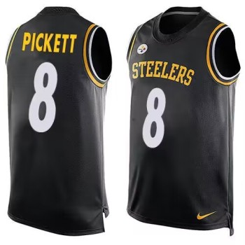 Men's Pittsburgh Steelers #8 Kenny Pickett Black Tank top Stitched Jersey Men's Pittsburgh Steelers #8 Kenny Pickett Black Tank top Stitched Jersey