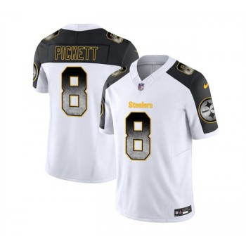 Men's Pittsburgh Steelers #8 Kenny Pickett White/Black 2023 F.U.S.E. Smoke Vapor Untouchable Limited Stitched Jersey Men's Pittsburgh Steelers #8 Kenny Pickett White/Black 2023 F.U.S.E. Smoke Vapor Untouchable Limited Stitched Jersey