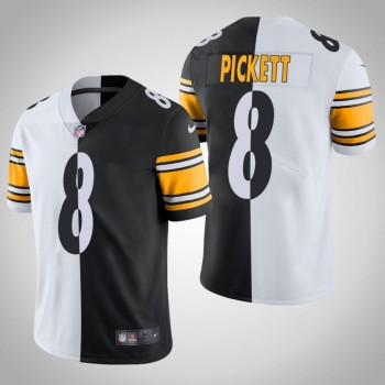 Men's Pittsburgh Steelers #8 Kenny Pickett White/Black Split Limited Stitched Jersey Men's Pittsburgh Steelers #8 Kenny Pickett White/Black Split Limited Stitched Jersey
