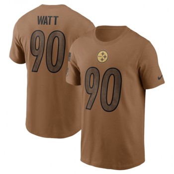 Men's Pittsburgh Steelers #90 T.J. Watt 2023 Brown Salute To Service Name & Number T-Shirt Men's Pittsburgh Steelers #90 T.J. Watt 2023 Brown Salute To Service Name & Number T-Shirt