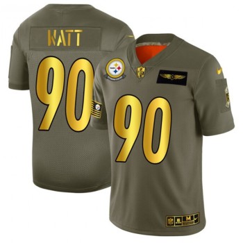Men's Pittsburgh Steelers #90 T. J. Watt 2019 Olive/Gold Salute To Service Limited Stitched Jersey Men's Pittsburgh Steelers #90 T. J. Watt 2019 Olive/Gold Salute To Service Limited Stitched Jersey
