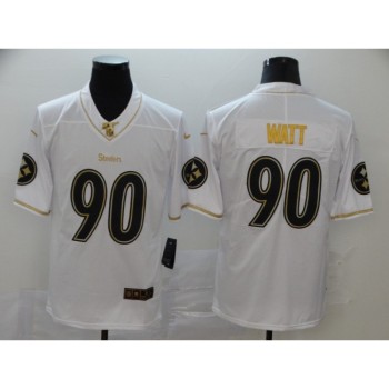 Men's Pittsburgh Steelers #90 T. J. Watt White 2019 100th Season Golden Edition Limited Stitched NFL Jersey Men's Pittsburgh Steelers #90 T. J. Watt White 2019 100th Season Golden Edition Limited Stitched NFL Jersey