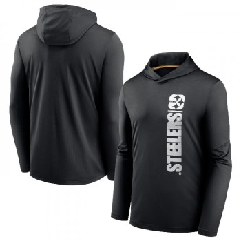 Men's Pittsburgh Steelers Black Fan Gear Team Stack Hoodie Performance Long Sleeve T-Shirt Men's Pittsburgh Steelers Black Fan Gear Team Stack Hoodie Performance Long Sleeve T-Shirt