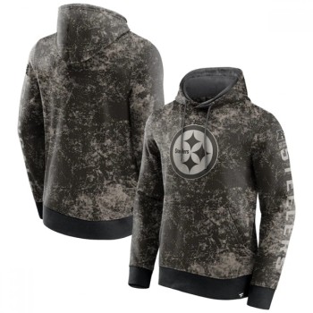 Men's Pittsburgh Steelers Black/Gray Blackout Tonal Pullover Hoodie Men's Pittsburgh Steelers Black/Gray Blackout Tonal Pullover Hoodie