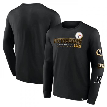 Men's Pittsburgh Steelers Black High Whip Pitcher Long Sleeve T-Shirt Men's Pittsburgh Steelers Black High Whip Pitcher Long Sleeve T-Shirt
