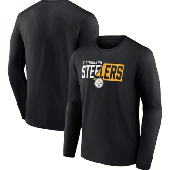 Men's Pittsburgh Steelers Black One Two Long Sleeve T-Shirt Men's Pittsburgh Steelers Black One Two Long Sleeve T-Shirt