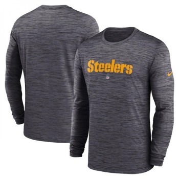 Men's Pittsburgh Steelers Black Sideline Team Velocity Performance Long Sleeve T-Shirt Men's Pittsburgh Steelers Black Sideline Team Velocity Performance Long Sleeve T-Shirt