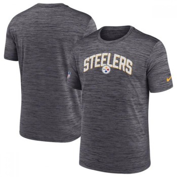 Men's Pittsburgh Steelers Black Sideline Velocity Stack Performance T-Shirt Men's Pittsburgh Steelers Black Sideline Velocity Stack Performance T-Shirt