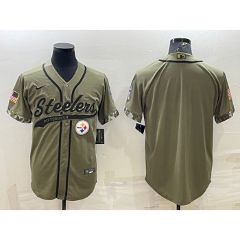 Men's Pittsburgh Steelers Blank Olive Salute to Service Cool Base Stitched Baseball Jersey Men's Pittsburgh Steelers Blank Olive Salute to Service Cool Base Stitched Baseball Jersey