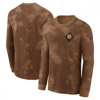 Men's Pittsburgh Steelers Brown 2023 Salute To Service Long Sleeve T-Shirt Men's Pittsburgh Steelers Brown 2023 Salute To Service Long Sleeve T-Shirt