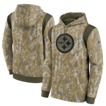 Men's Pittsburgh Steelers Camo 2021 Salute To Service Therma Performance Pullover Hoodie Men's Pittsburgh Steelers Camo 2021 Salute To Service Therma Performance Pullover Hoodie