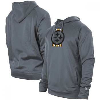 Men's Pittsburgh Steelers Gray New Era Training Camp Raglan Pullover Hoodie Men's Pittsburgh Steelers Gray New Era Training Camp Raglan Pullover Hoodie
