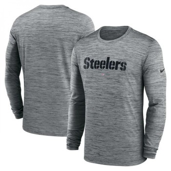Men's Pittsburgh Steelers Heather Gray Sideline Team Velocity Performance Long Sleeve T-Shirt Men's Pittsburgh Steelers Heather Gray Sideline Team Velocity Performance Long Sleeve T-Shirt