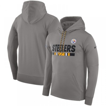 Men's Pittsburgh Steelers Heather Gray Sideline Team Name Performance Pullover Hoodie Men's Pittsburgh Steelers Heather Gray Sideline Team Name Performance Pullover Hoodie