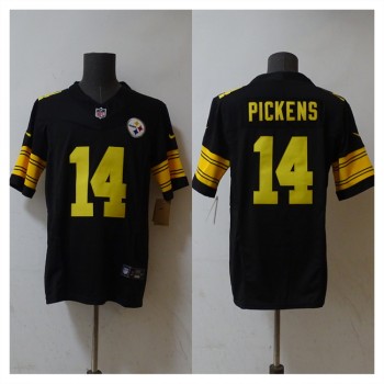 Men's Pittsburgh Steelers #14 George Pickens Black 2023 F.U.S.E. Vapor Untouchable Color Rish Limited Jersey Men's Pittsburgh Steelers #14 George Pickens Black 2023 F.U.S.E. Vapor Untouchable Color Rish Limited Jersey