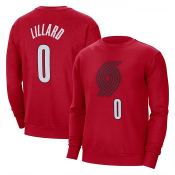 Men's Portland Trail Blazers #0 Damian Lillard Red Long Sleeve T-Shirt Men's Portland Trail Blazers #0 Damian Lillard Red Long Sleeve T-Shirt