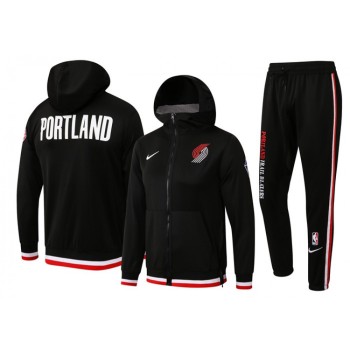 Men's Portland Trail Blazers 75th Anniversary Black Performance Showtime Full-Zip Hoodie Jacket And Pants  Suit Men's Portland Trail Blazers 75th Anniversary Black Performance Showtime Full-Zip Hoodie Jacket And Pants  Suit