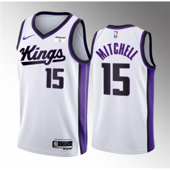 Men's Sacramento Kings #15 Davion Mitchell White 2023/24 Association Edition Stitched Basketball Jersey
