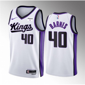 Men's Sacramento Kings #40 Harrison Barnes White 2023/24 Association Edition Swingman Stitched Basketball Jersey Men's Sacramento Kings #40 Harrison Barnes White 2023/24 Association Edition Swingman Stitched Basketball Jersey