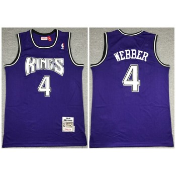 Men's Sacramento Kings #4 Chris Webber Purple Throwback Stitched Jersey Men's Sacramento Kings #4 Chris Webber Purple Throwback Stitched Jersey